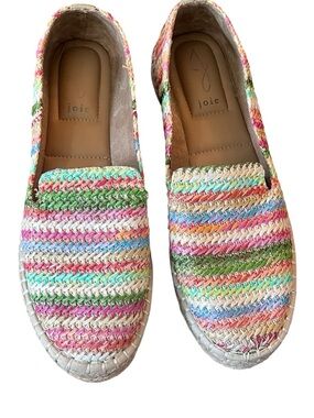 Joie Rainbow Woven Espadrille Flats - Pink Green Blue Cream